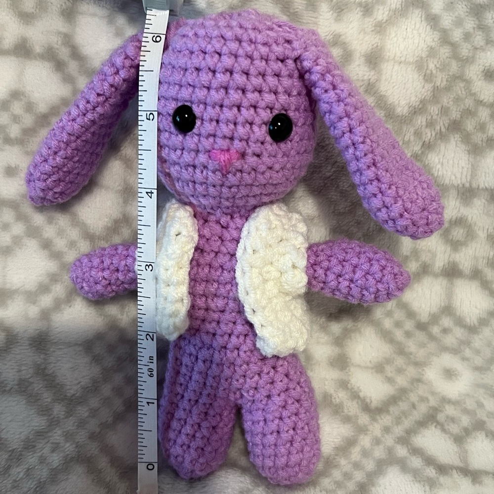 Crochet bunny purple 6” tall